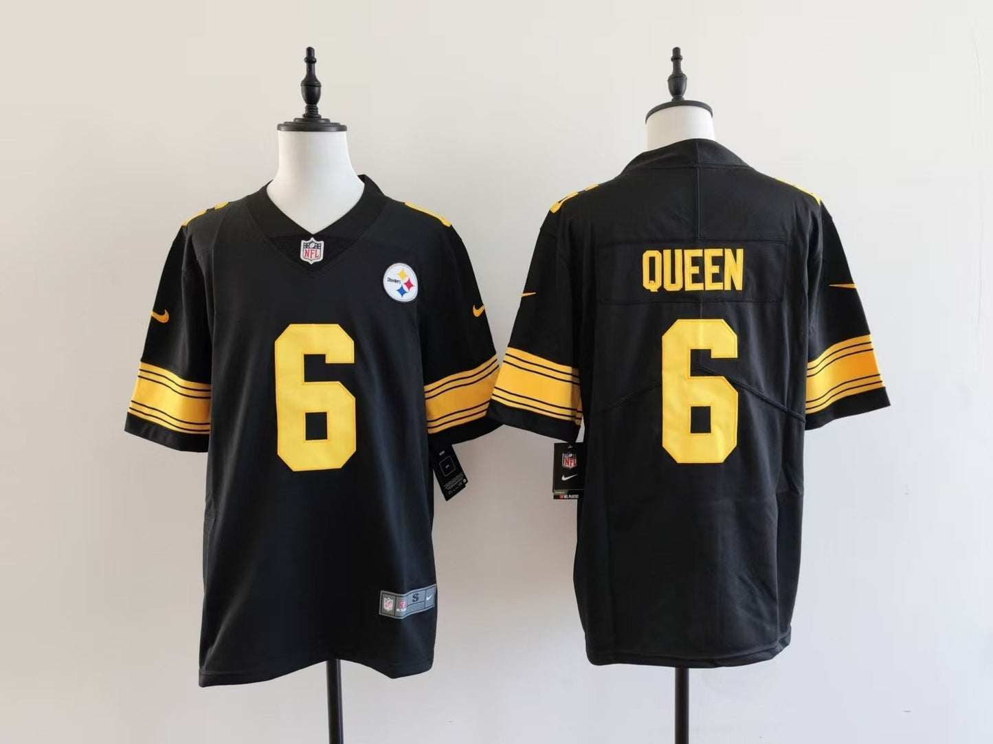 Men's Pittsburgh Steelers Patrick Queen Jersey - Black-yellow numbers