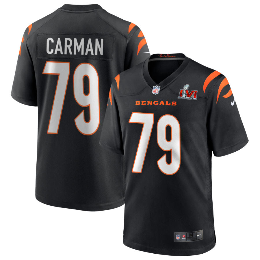 Jackson Carman Cincinnati Bengals Super Bowl LVI Game Jersey - Black