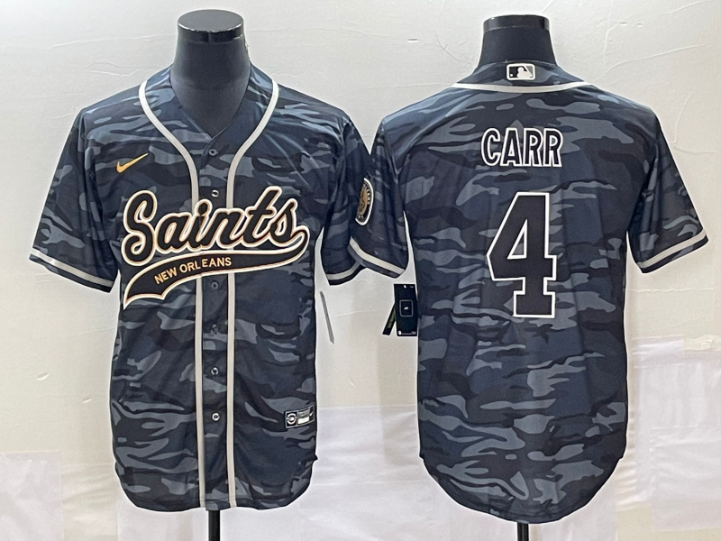 Men's New Orleans Saints Derek Carr Grey Camouflage Game Jersey Joint Edition