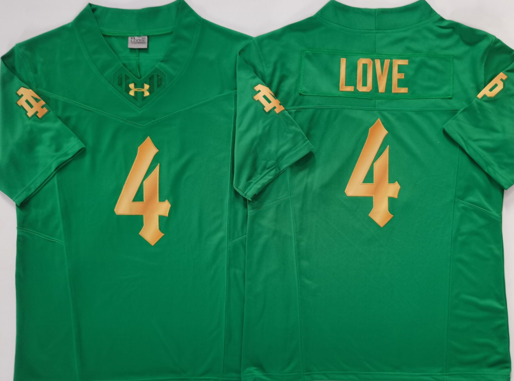 Men's Norte Dame Fighting Irish Jeremiyah Love Green Player Jersey