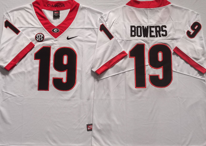 Men's Georgia Bulldogs Brock Bowers White Player Game Jersey