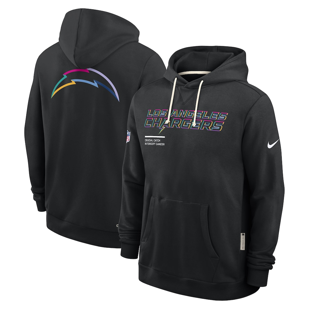 Men's Los Angeles Chargers Black 2025 NFL Crucial Catch Sideline Standard Issue Dri-FIT Hoodie