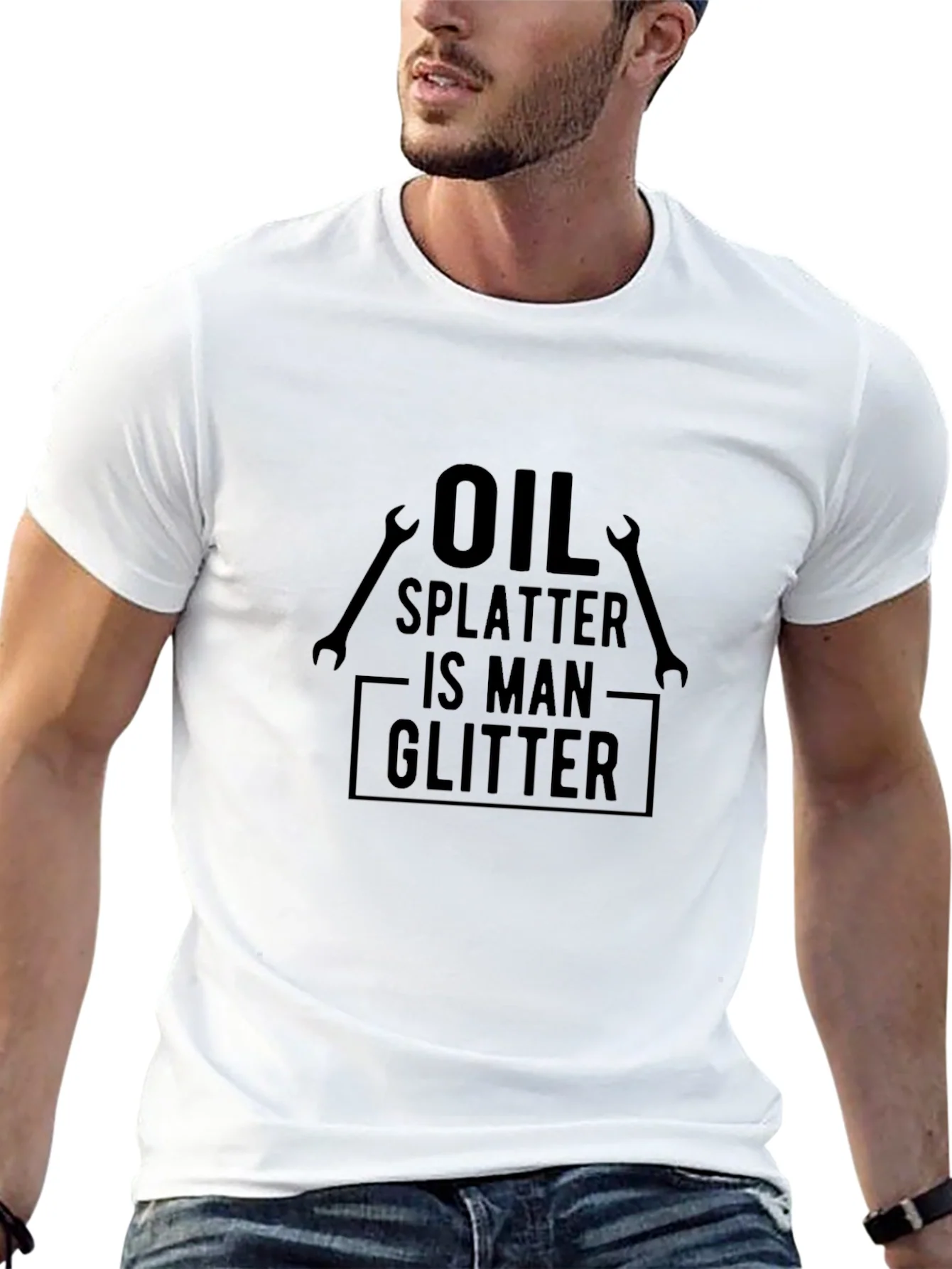 Oil Splatter is Man Glitter Graphic Tee