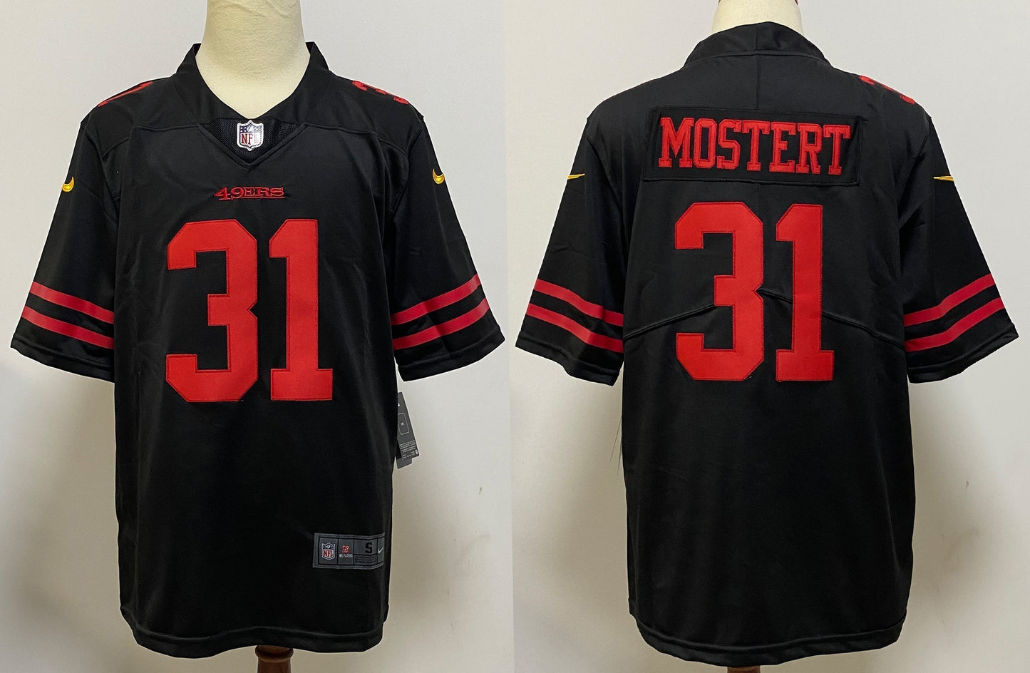 Men's San Francisco 49ers Raheem Mostert #31 Black Game Player Jersey1