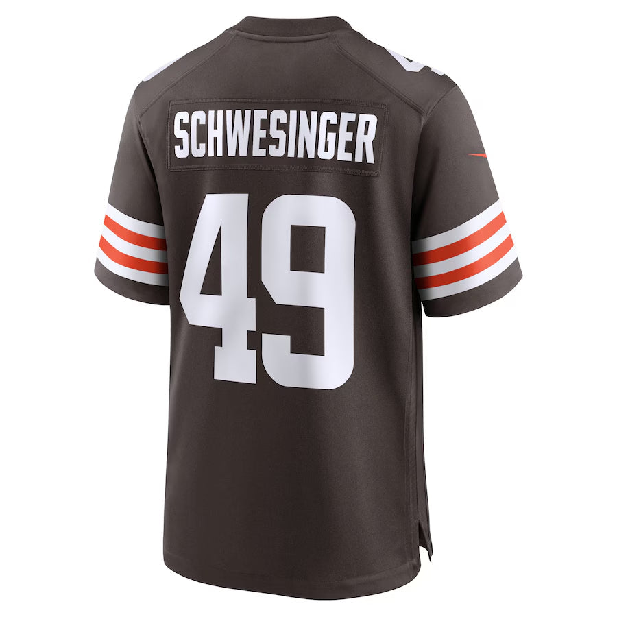 Cleveland Browns Carson Schwesinger Brown 2025 NFL Draft Game Jersey