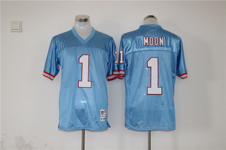 Men's Tennessee Oilers Warren Moon Light Blue Legacy Replica Jersey