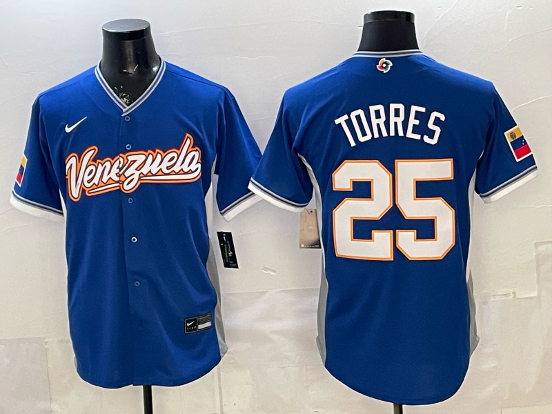 Men's Venezuela Baseball Gleyber Torres #25 Royal 2026 World Baseball Classic Stadium Jersey