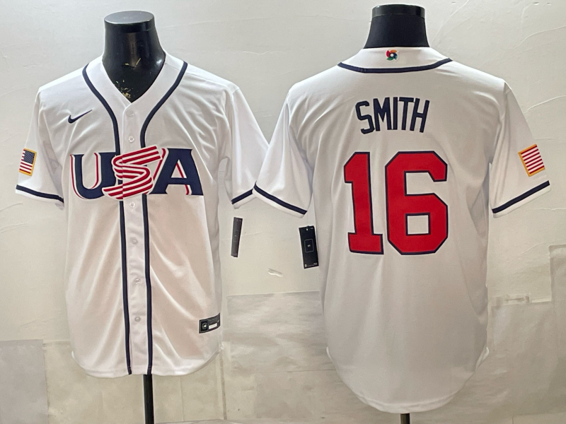 Men's USA Baseball Will Smith #16 White 2026 World Baseball Classic Stadium Jersey