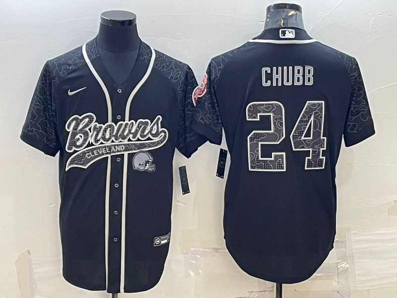 Men's Cleveland Browns Nick Chubb Black RFLCTV Limited Jersey Joint Edition
