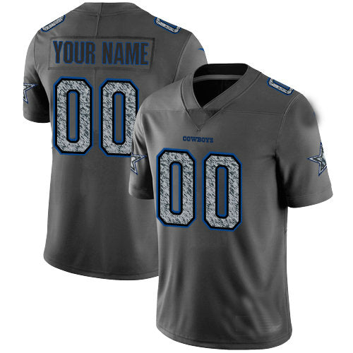 Custom1 Dallas Cowboys Gray Static Vapor Untouchable Limited Jersey1 Stitched Jersey1 Football Jerseys