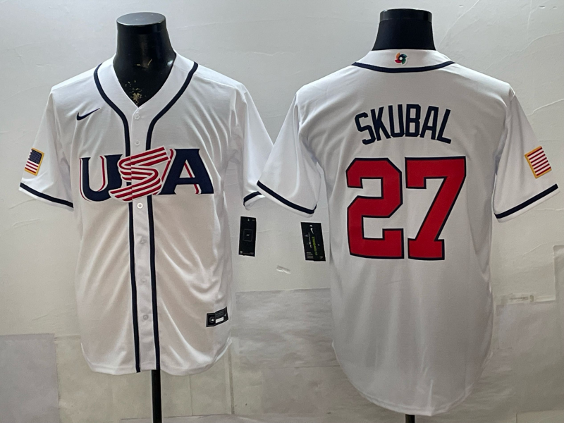 Men's USA Baseball Tarik Skubal #27 White 2026 World Baseball Classic Stadium Jersey