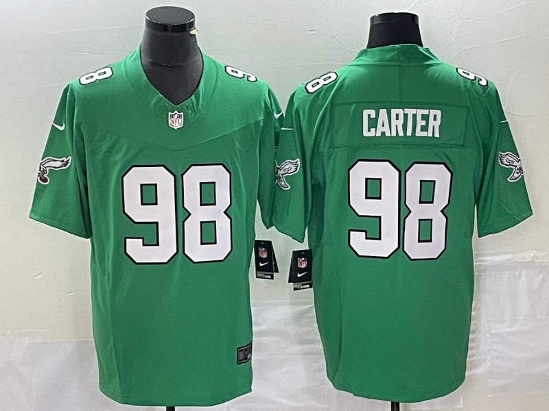 Men's Philadelphia Eagles Jalen Carter Kelly Green Game Jersey