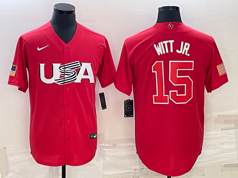 Men's 2023 World Baseball Classic Bobby Witt Jr. USA Red Jersey