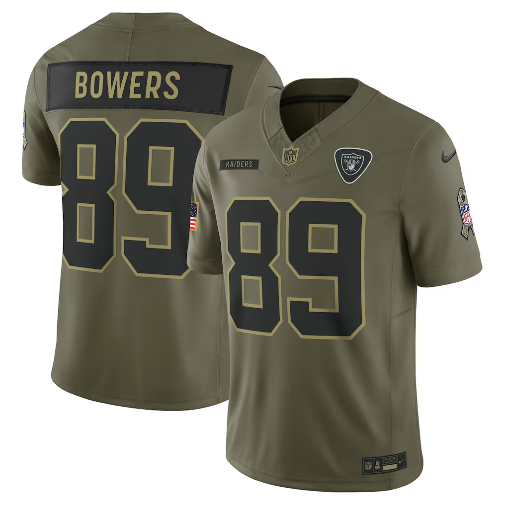 Men's Las Vegas Raiders Brock Bowers Olive 2025 Salute to Service Limited Jersey