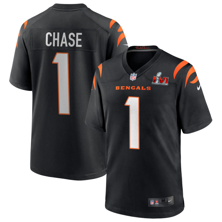 Ja'Marr Chase Cincinnati Bengals Super Bowl LVI Game Jersey - Black
