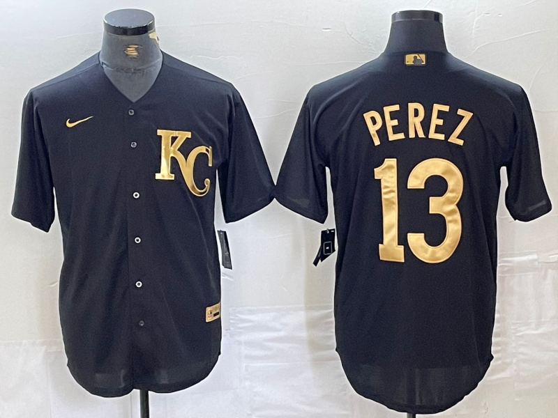 Men's Kansas City Royals Salvador Perez Black Replica Player Jersey