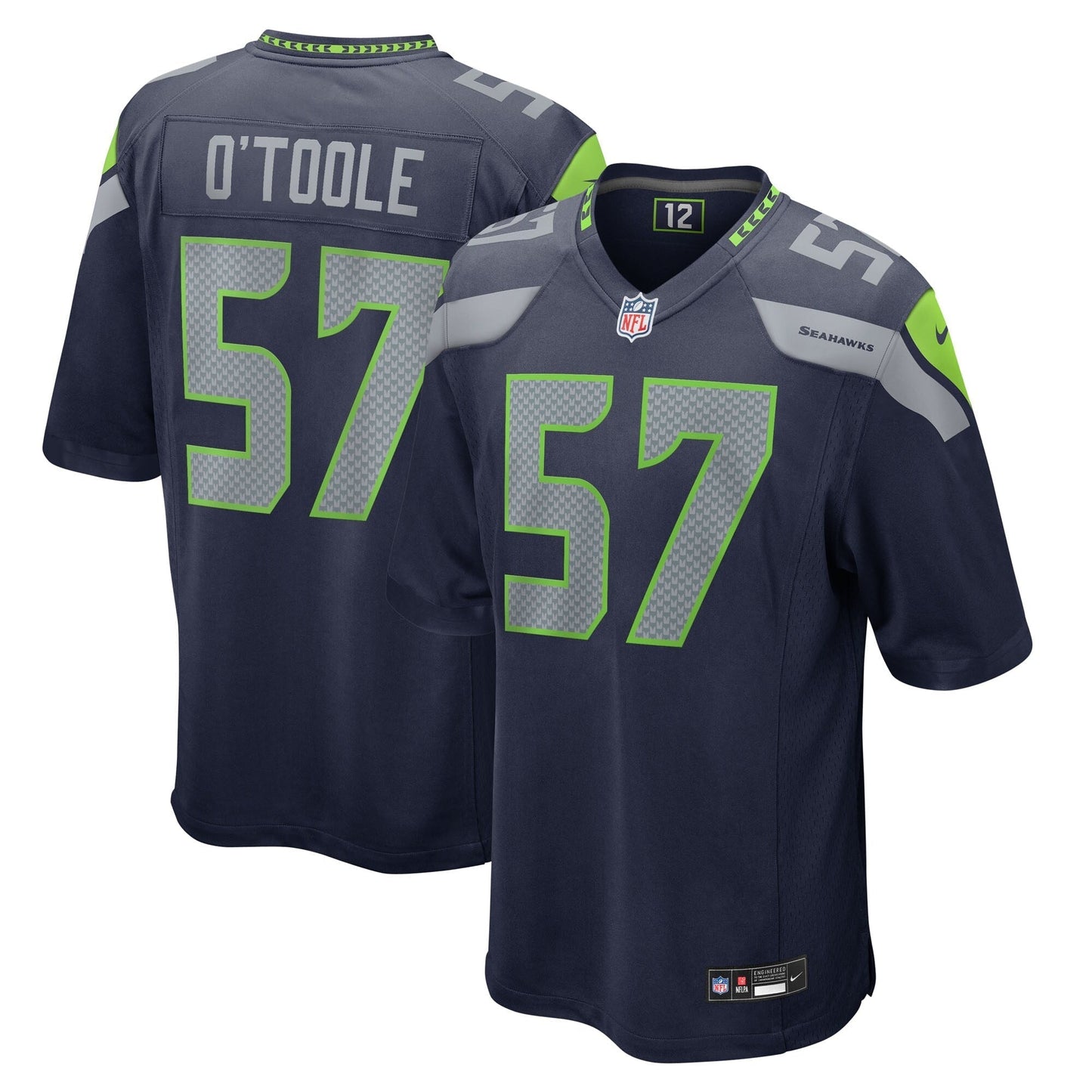 Seattle Seahawks Connor O'Toole College Navy Team Game Jersey