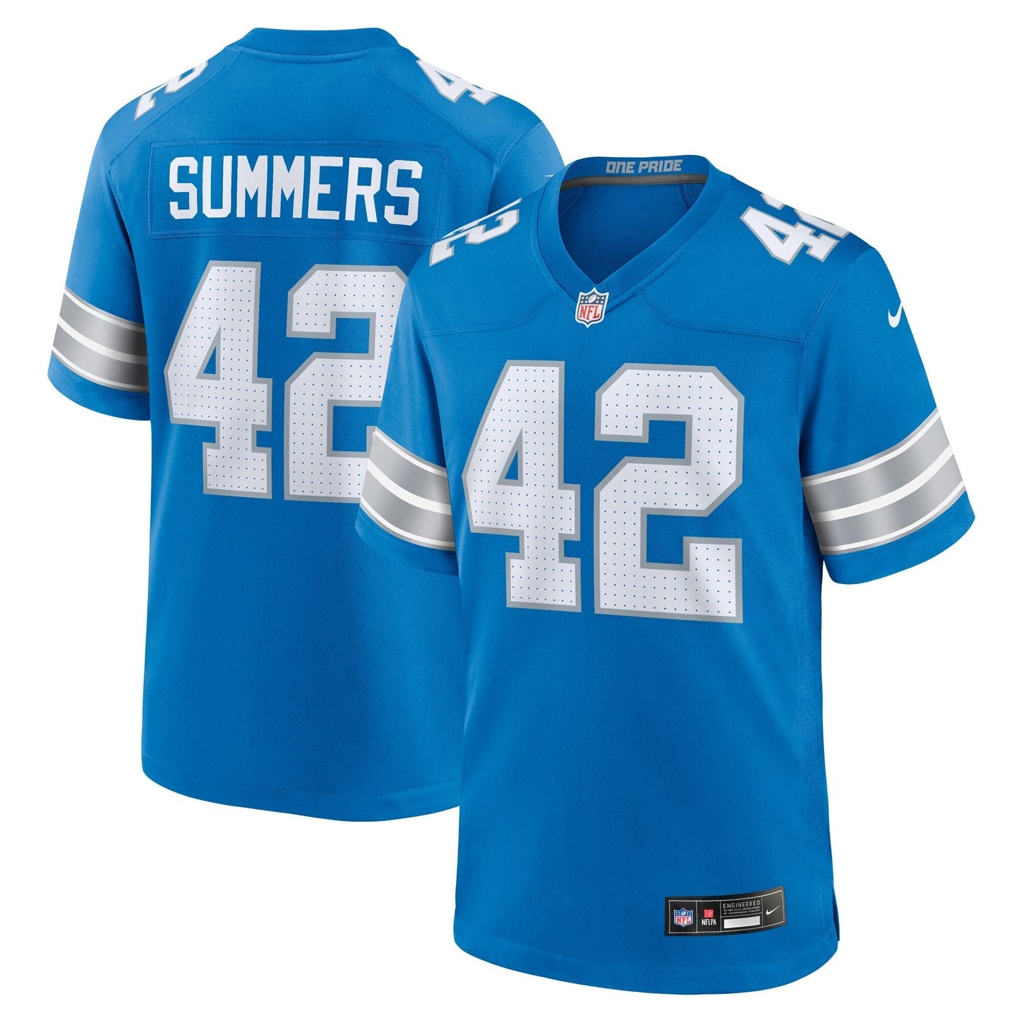 Detroit Lions Ty Summers Blue Team Game Jersey