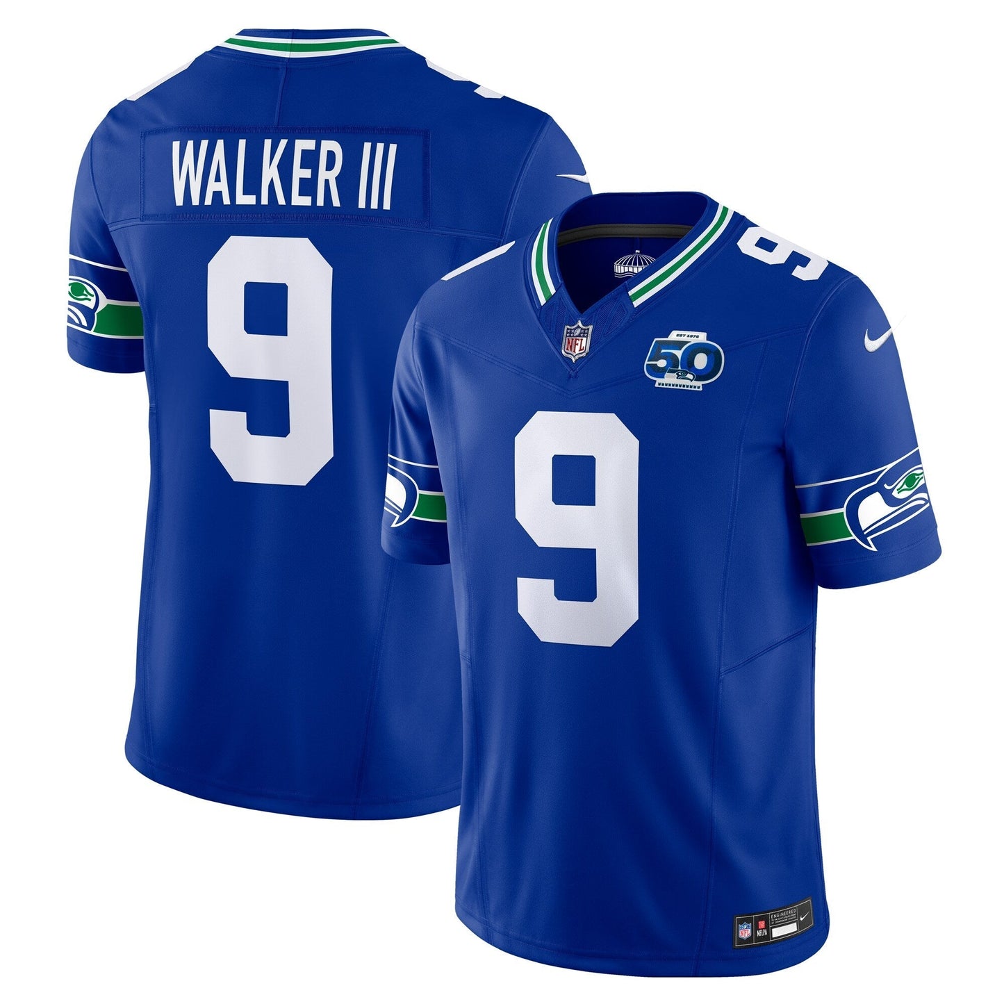 Seattle Seahawks Kenneth Walker III Royal 50th Season Vapor F.U.S.E. Limited Jersey