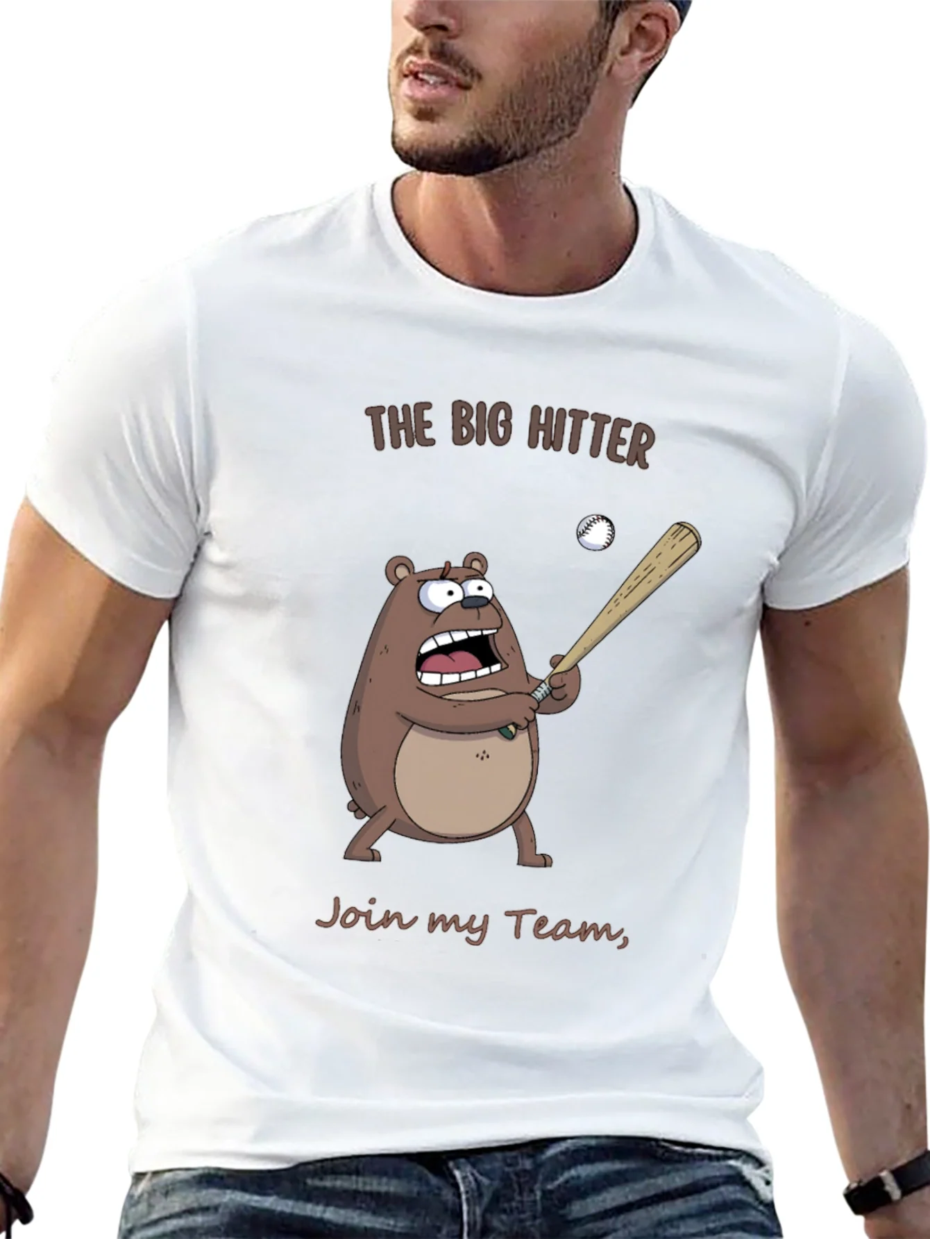 The Big Hitter Bear T-Shirt - Funny Baseball Tee