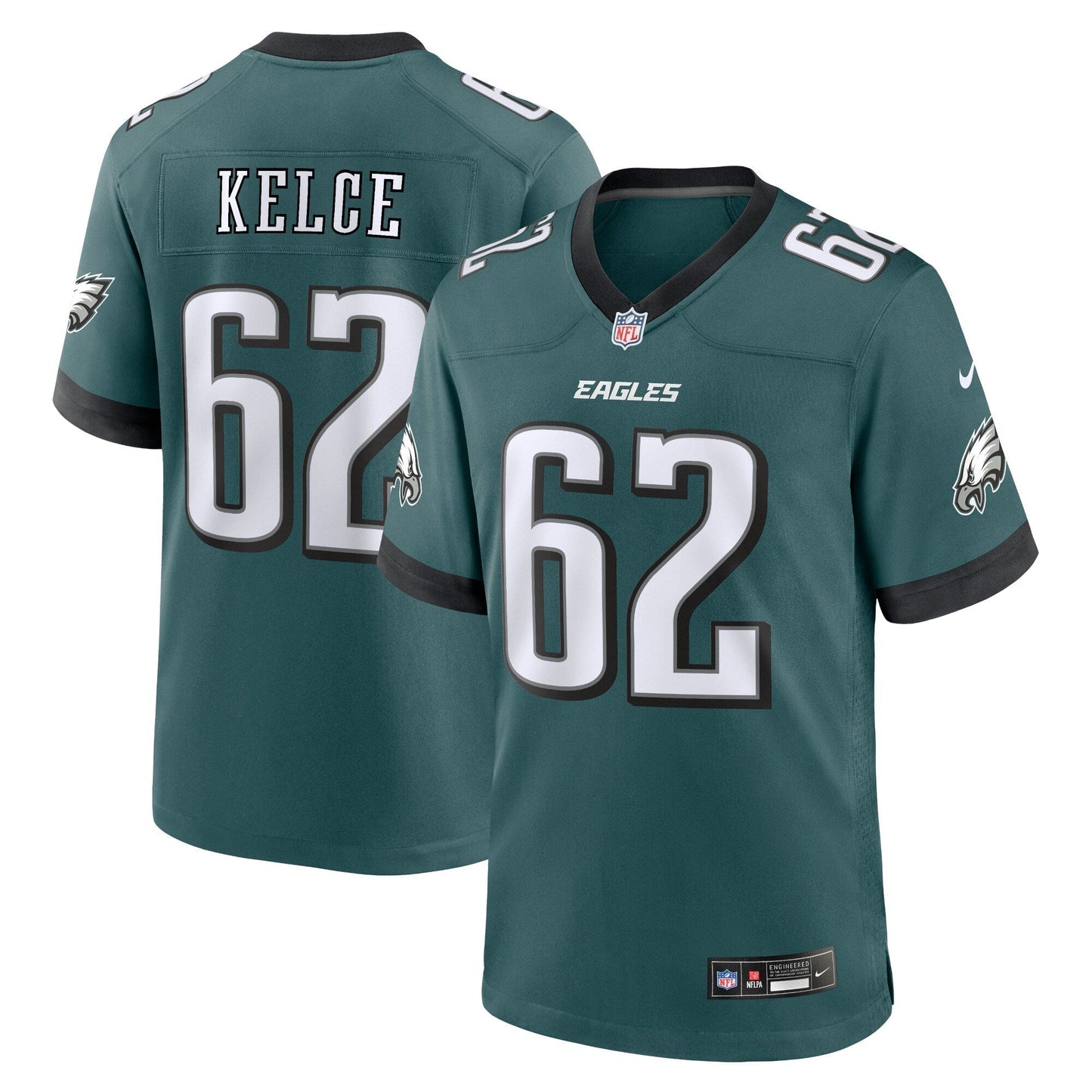 Philadelphia Eagles Jason Kelce Midnight Green Team Game Jersey
