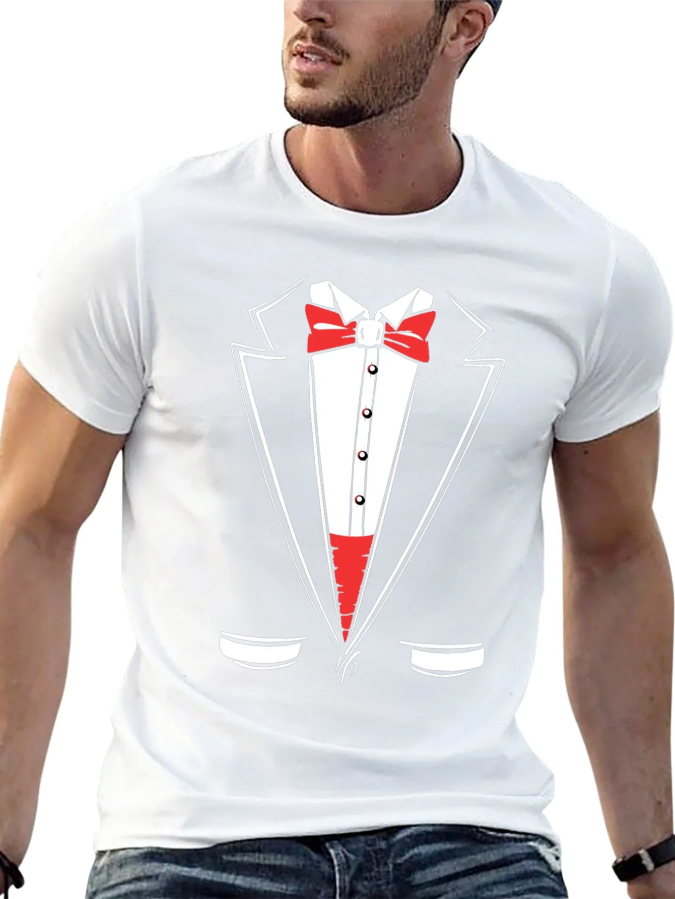 Tuxedo Graphic Print Crewneck T-Shirt