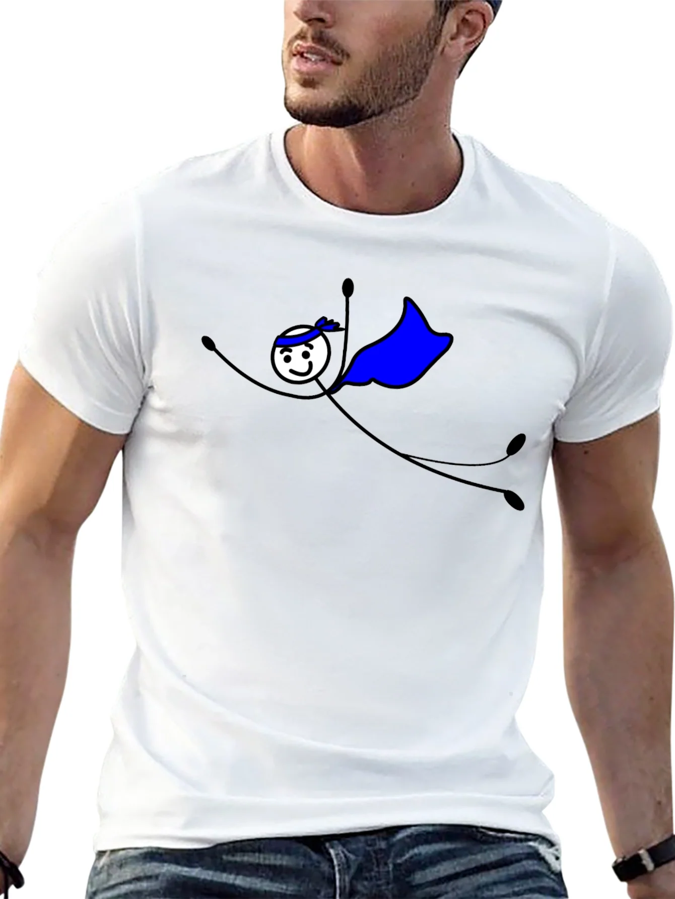 Superhero Stick Figure Graphic T-Shirt