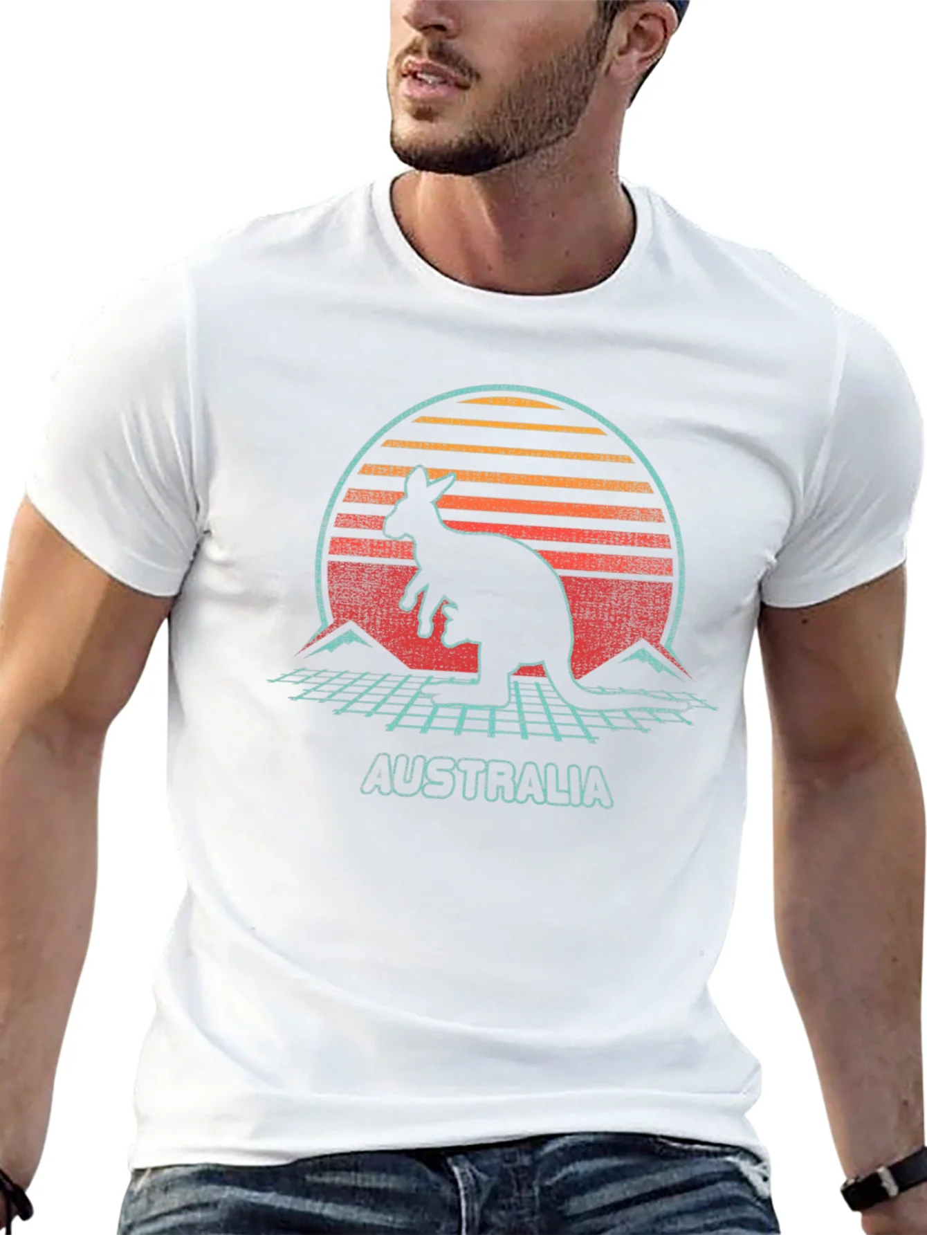 Retro Australia Kangaroo Graphic T-Shirt