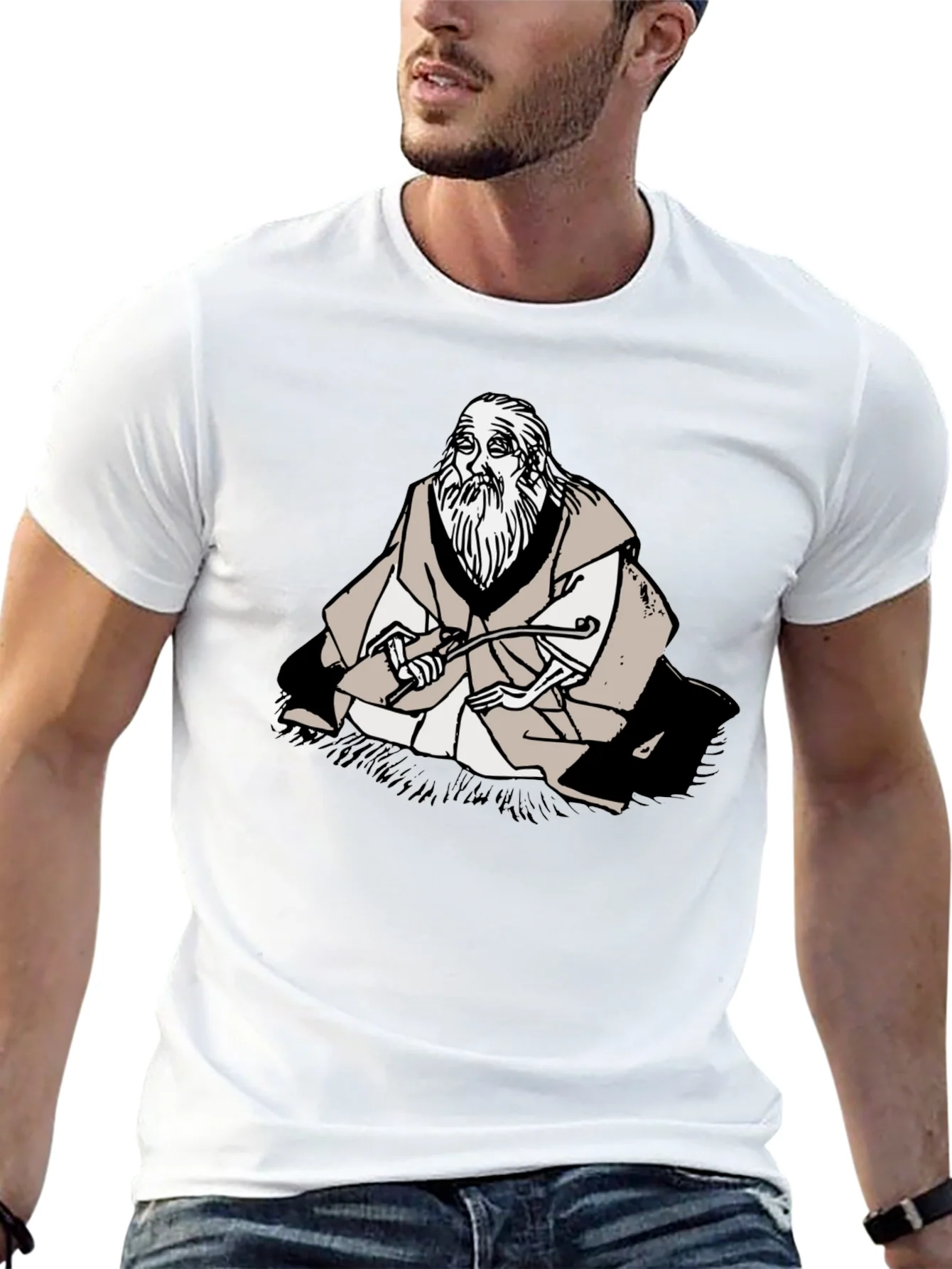 Wise Old Man Graphic Tee - Unique Black T-Shirt