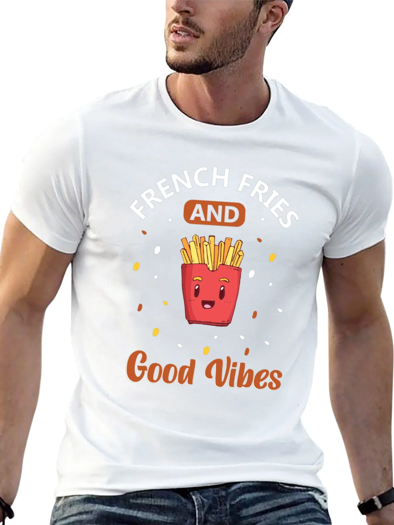 French Fries & Good Vibes Black T-Shirt