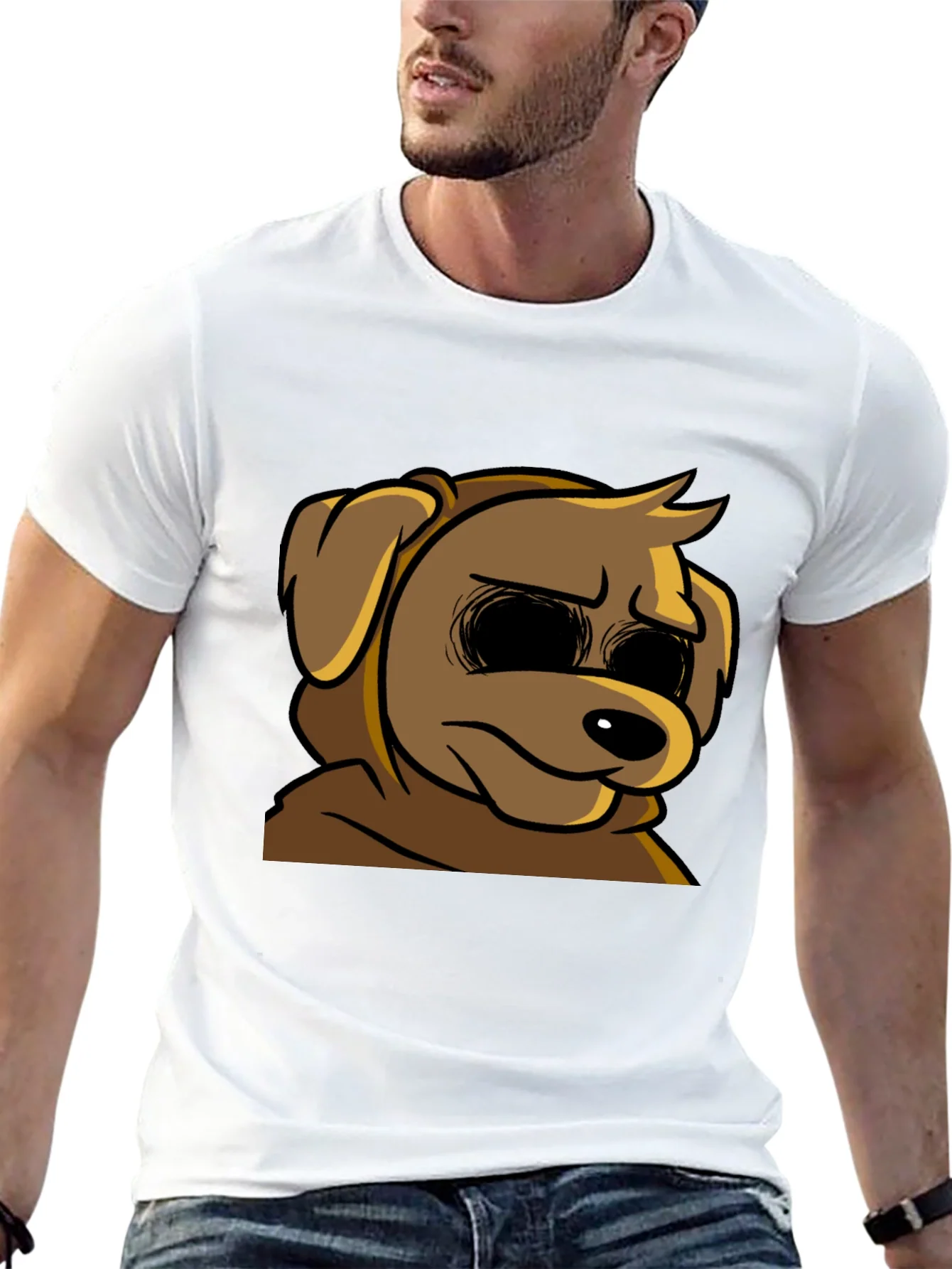 Cartoon Dog Graphic T-Shirt - Soft Black Tee