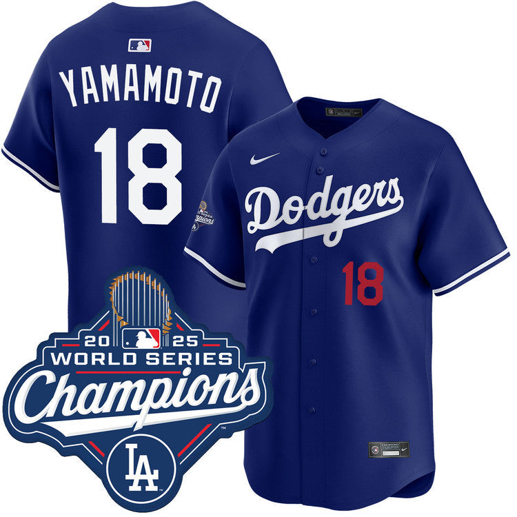 Yoshinobu Yamamoto Los Angeles Dodgers Alternate Limited 2025 World Series Champions Jersey - Royal