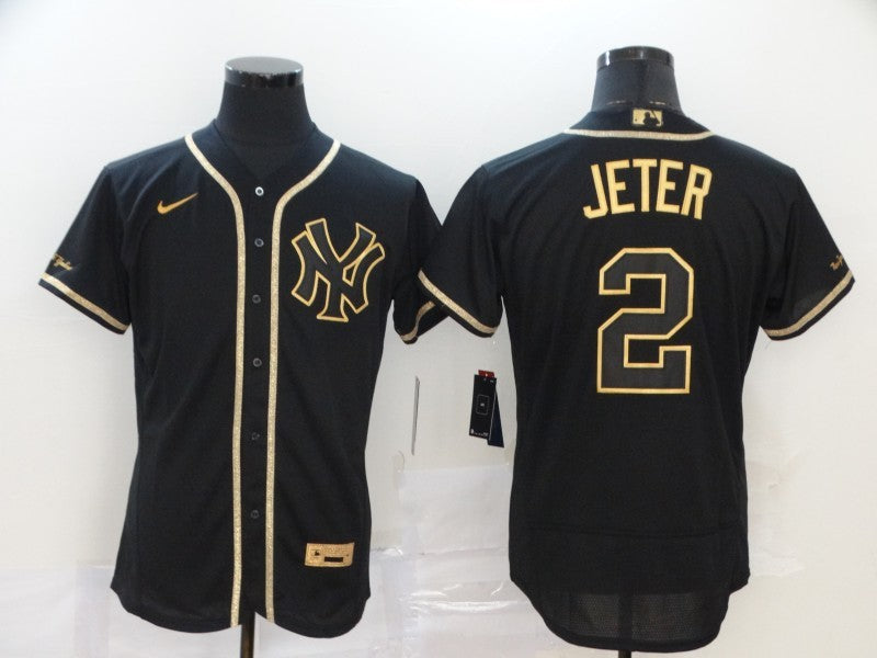 Men's New York Yankees Derek Jeter Black Stitched Jersey
