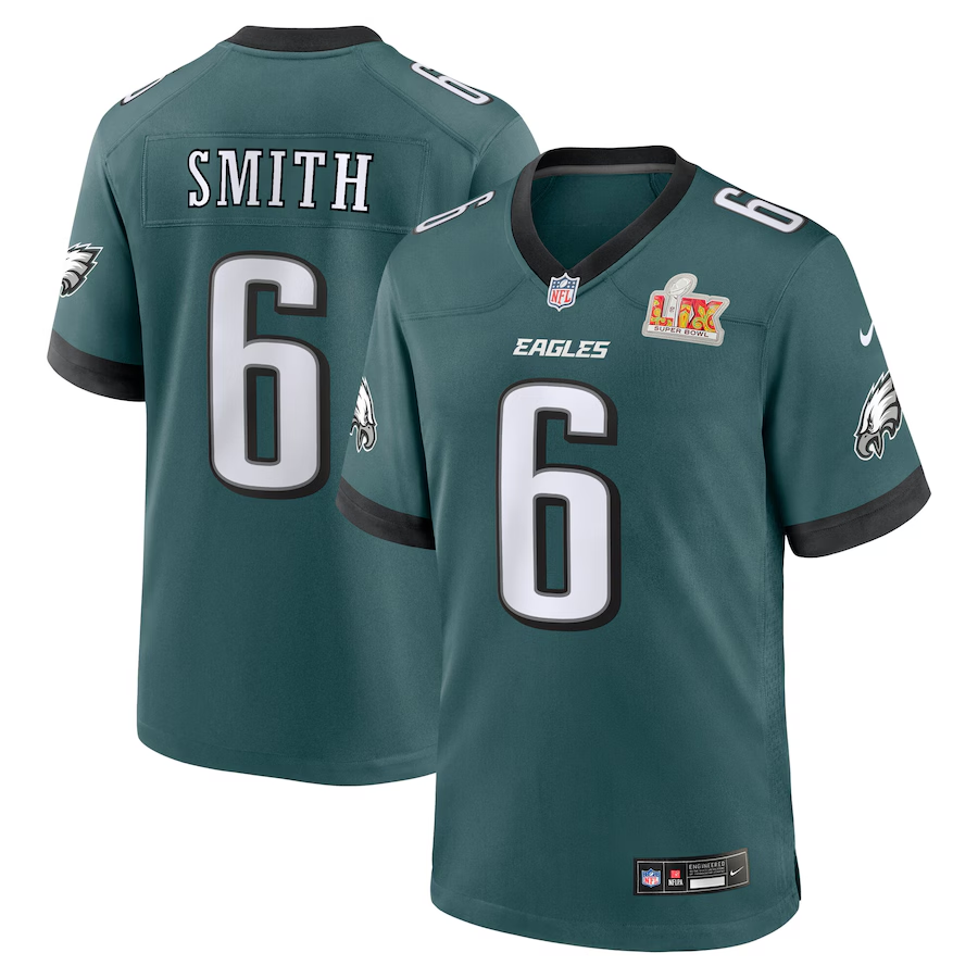 Men's Philadelphia Eagles DeVonta Smith Midnight Green Super Bowl LIX Game Player Jersey