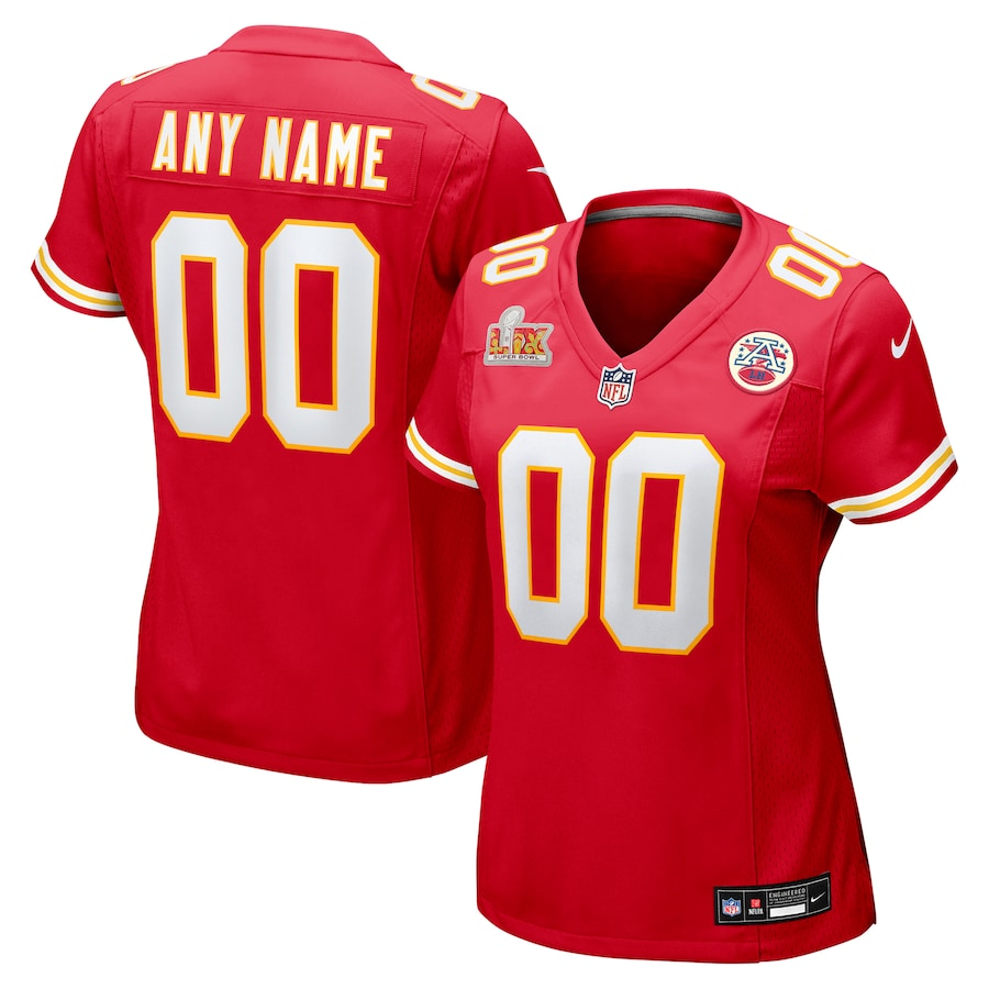 Women's Kansas City Chiefs Red Super Bowl LIX Custom Game Jersey