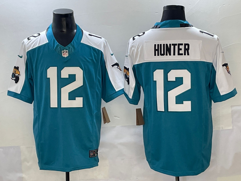 Men's Jacksonville Jaguars Travis Hunter #12 Teal 2025 NFL active First Round Pick Game Jersey