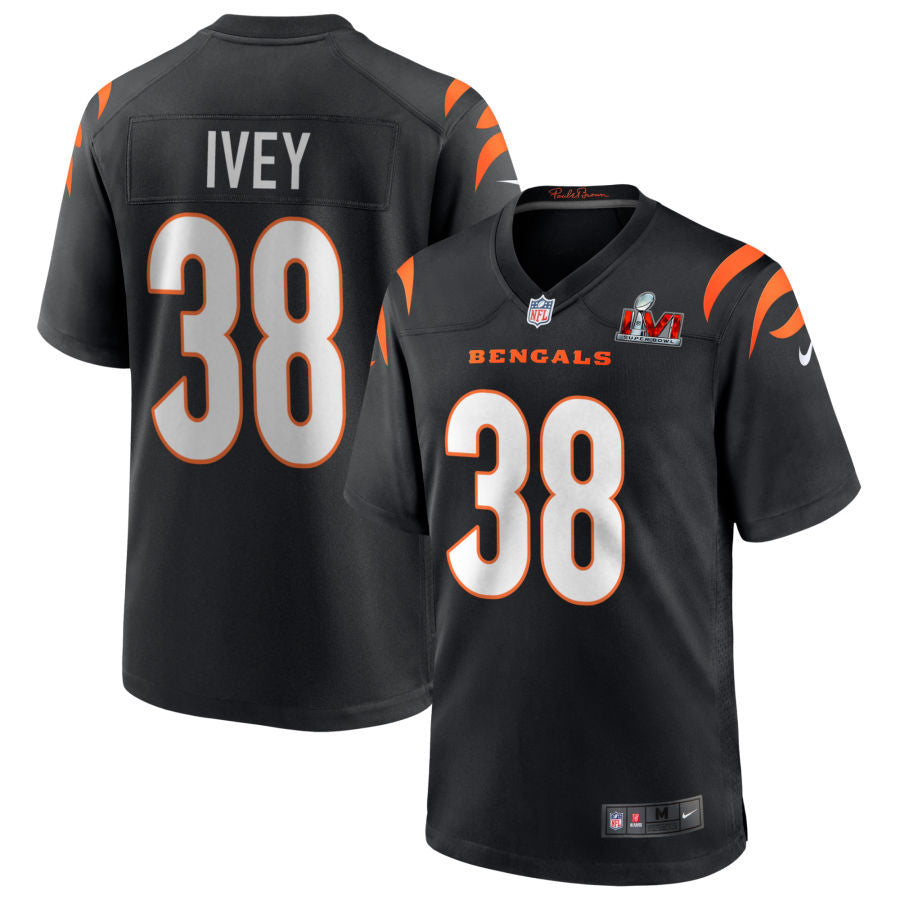 DJ Ivey Cincinnati Bengals Super Bowl LVI Game Jersey - Black