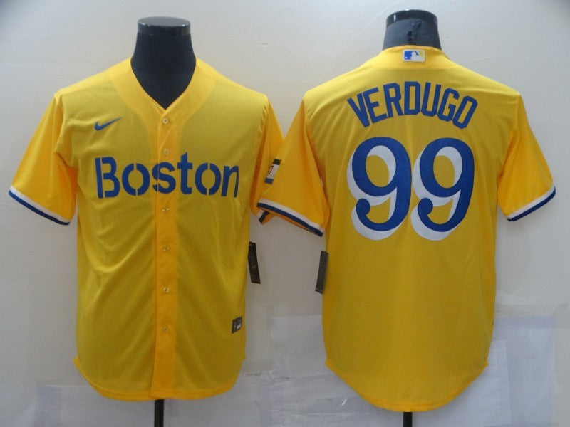 Men's Boston Red Sox Alex Verdugo Yellow Replica Baseball Jersey