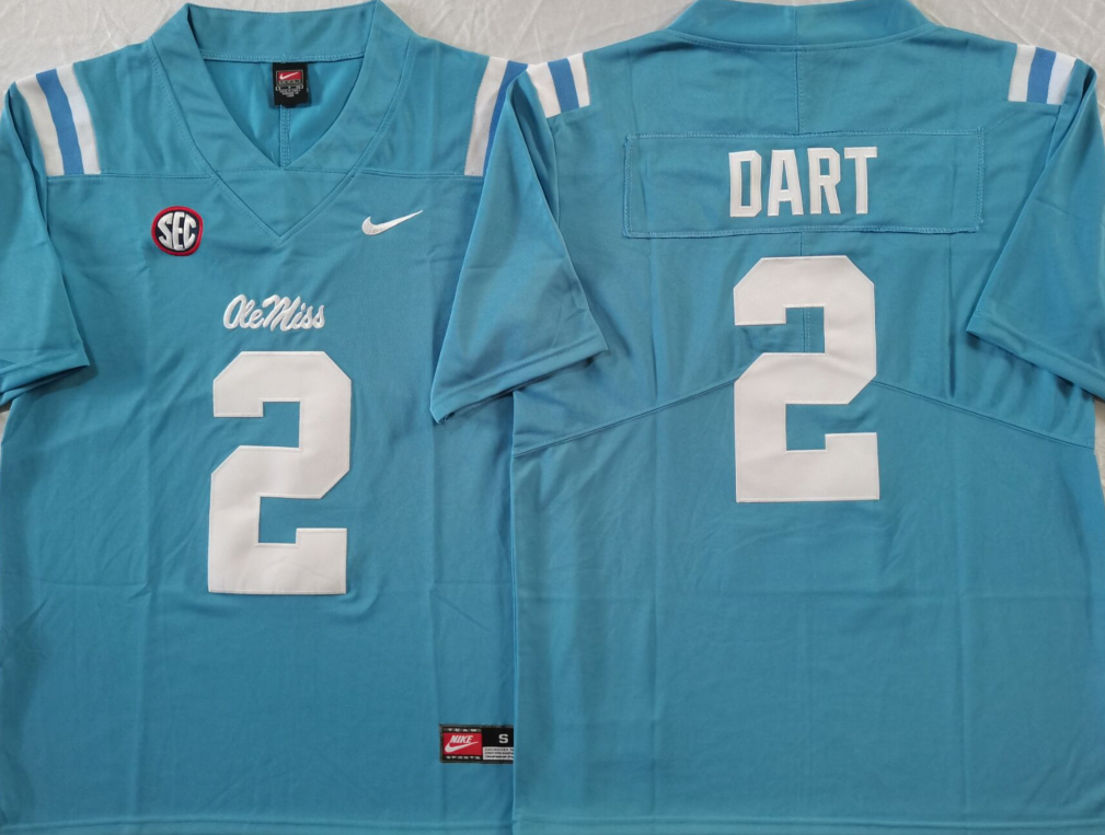 Men's Ole Miss Rebels Jaxson Dart Blue Game Jersey
