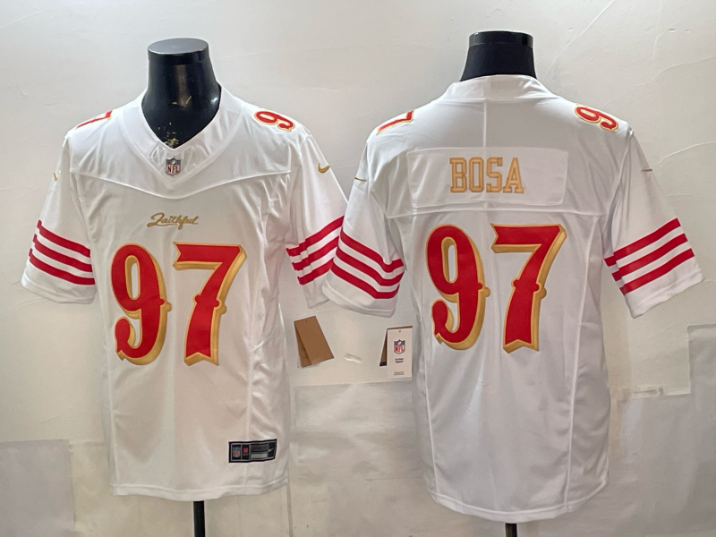 Men's San Francisco 49ers Nick Bosa #97 White 2025 Rivalries Collection Game Jersey