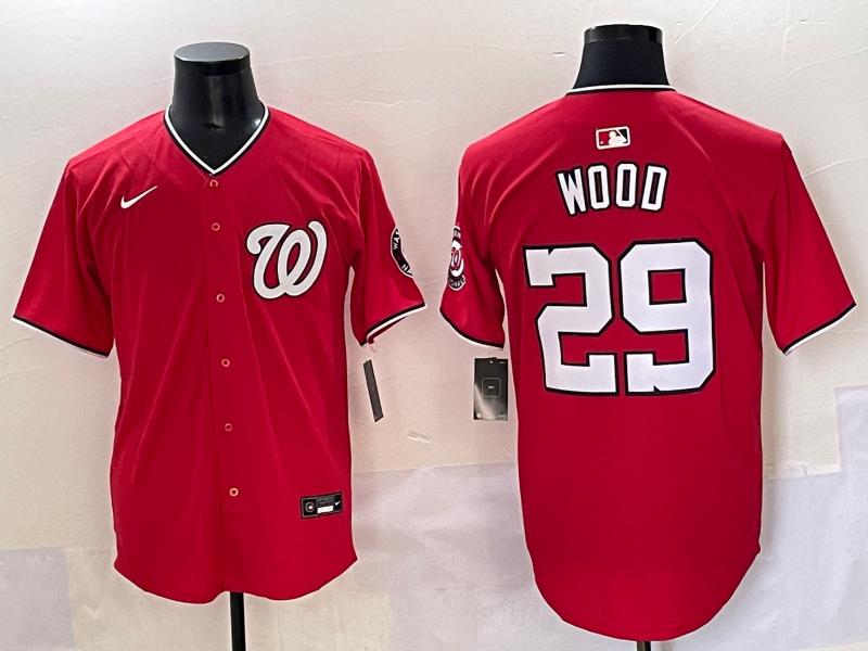 Men's Washington Nationals James Wood Red Replica Player Jersey