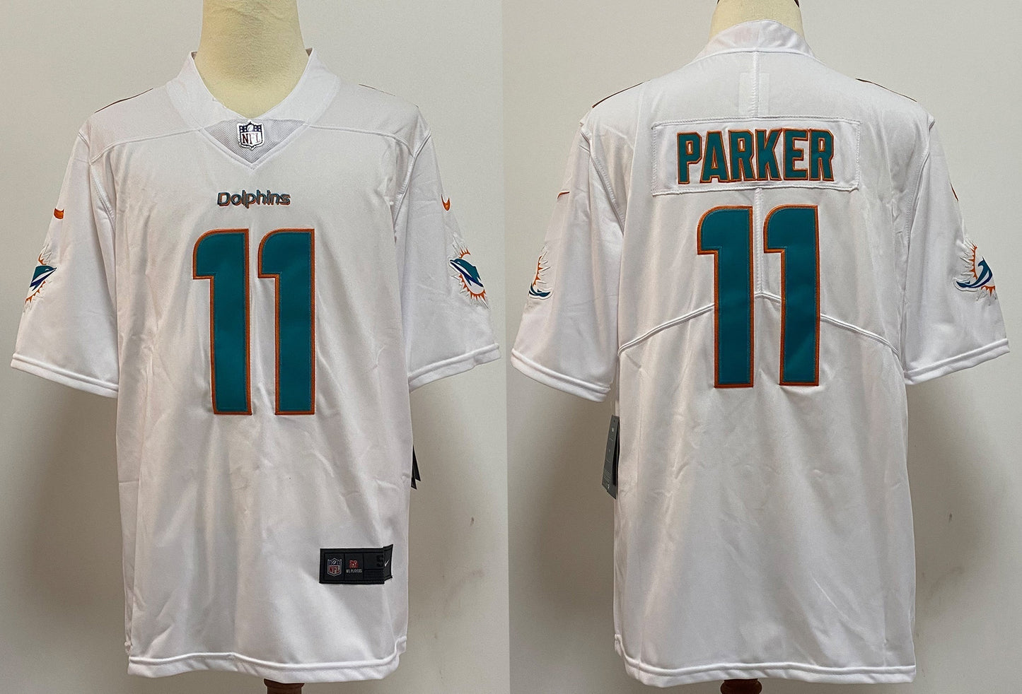 Men's Miami Dolphins DeVante Parker White Aqua Game Jersey