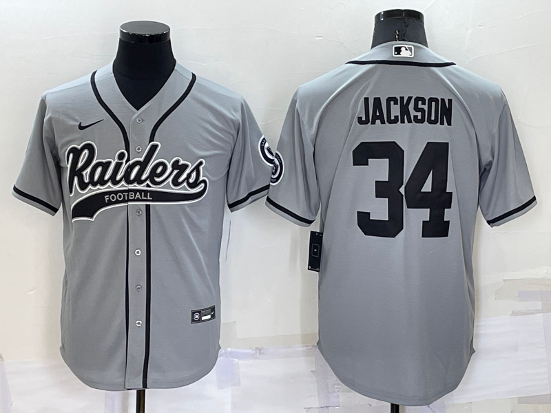Men's Las Vegas Raiders Bo Jackson Gray Game Jersey Joint Edition