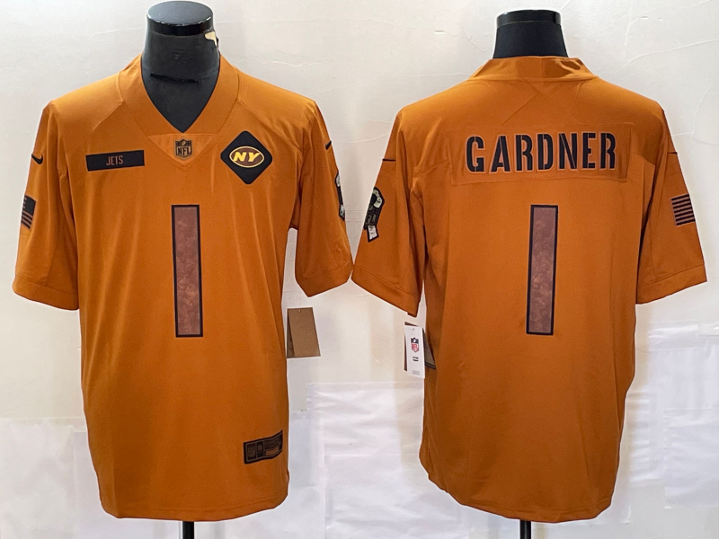 Men's New York Jets Ahmad Sauce Gardner Brown 2023 Salute To Service Limited Jersey