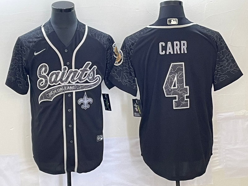 Men's New Orleans Saints Derek Carr Black RFLCTV Limited Jersey Joint Edition
