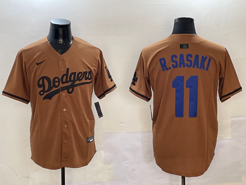 Men's Los Angeles Dodgers Roki Sasaki Brown Game Player Jersey