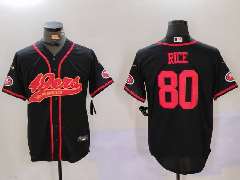 Men's San Francisco 49ers Jerry Rice #80 Black Replica Player Jersey1