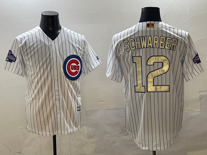 Men's Chicago Cubs Kyle Schwarber White Replica Player Jersey