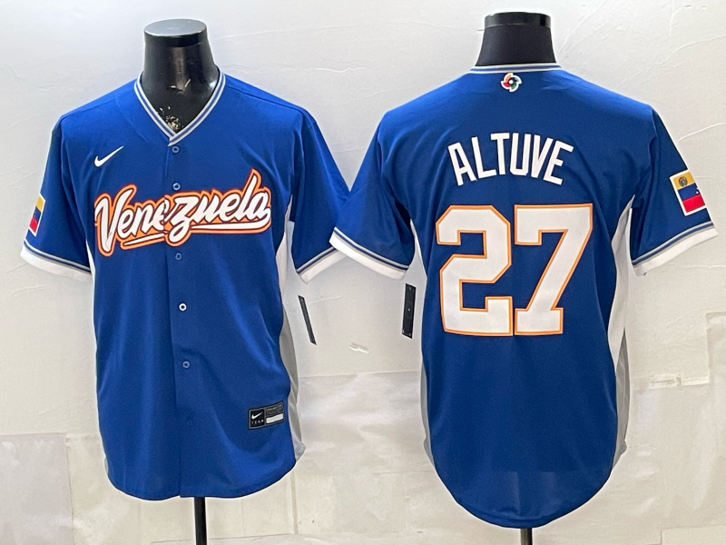 Men's Venezuela Baseball Jose Altuve #27 Royal 2026 World Baseball Classic Stadium Jersey