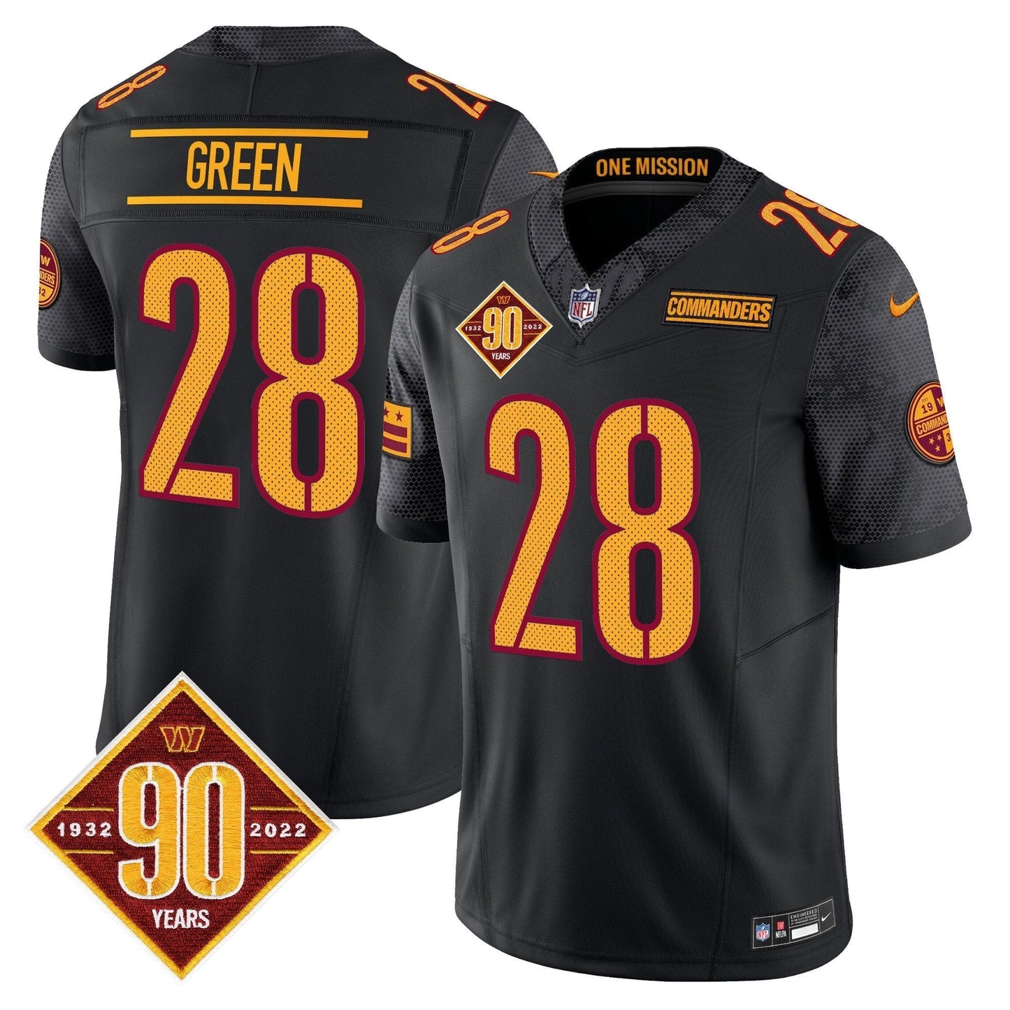Mens Washington Commanders 90th Anniversary Vapor Limited Jersey V4 All Stitched
